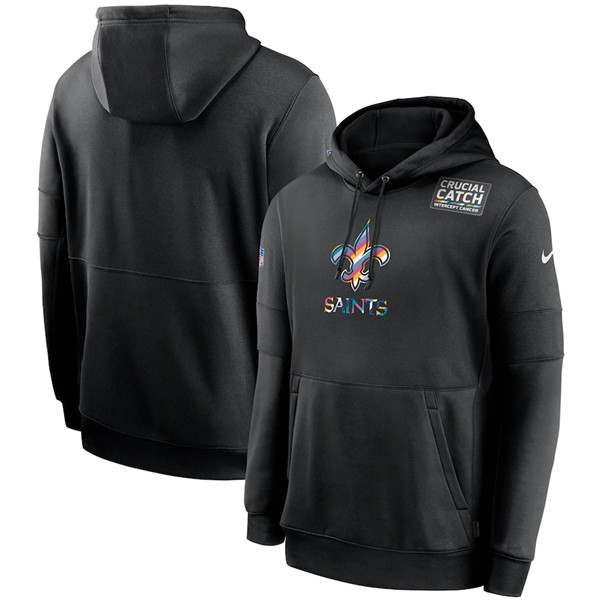Men's New Orleans Saints Black NFL 2020 Crucial Catch Sideline Performance Pullover Hoodie Men's New Orleans Saints Black NFL 2020 Crucial Catch Sideline Performance Pullover Hoodie